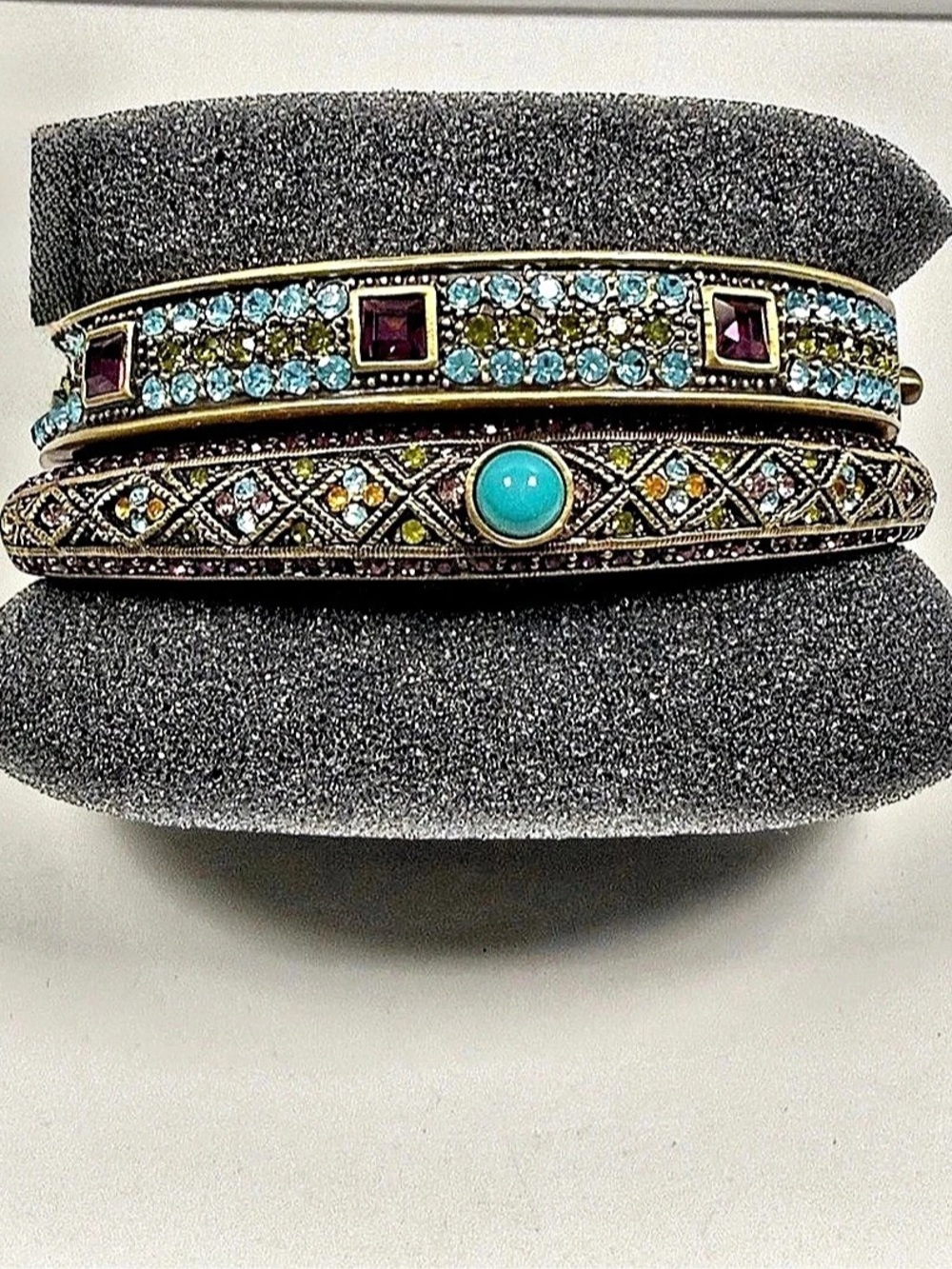 Heidi Daus Suit Yourself Crystal Hinged Bangle Bracelet2- Piece Set